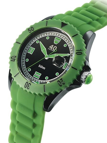 40Nine Green Plastic 45mm Case with Green Silicone Rubber Strap #40NINE02-GREEN10