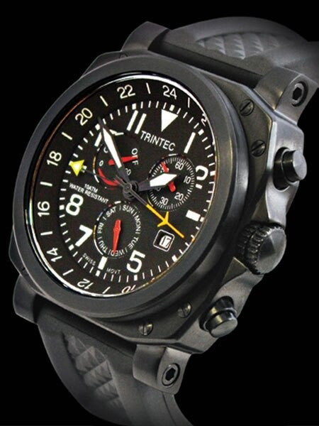 Trintec Zulu-05 GMT Alarm Watch with Black PVD Steel Case #ZULU-05-GMTALM