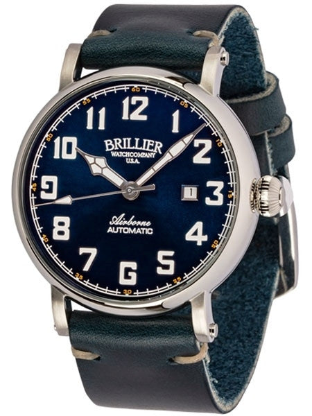 Brillier 43mm Airborne Automatic Watch with Horween Leather Strap #BR-01