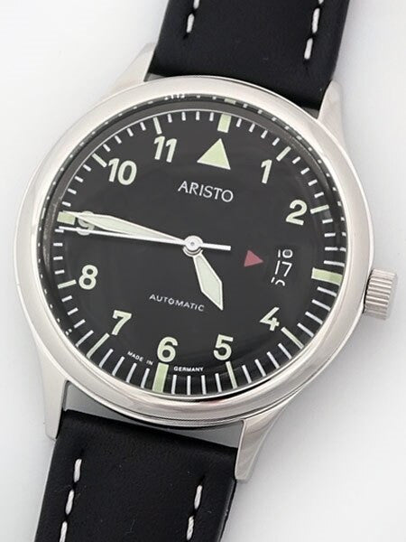 Aristo 4H354 Black Dial Swiss Automatic Open Date Window Watch