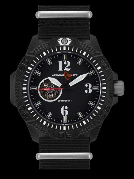 Armourlite Automatic Watch with Tritium Illumination, 47mm Polycarbonate Case and Military Strap #AL1203