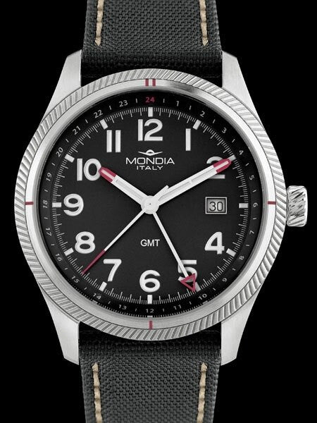 Mondia Madison Sport Quartz GMT Dual-Time Watch with Black Dial #MI762SS-01BK-CT