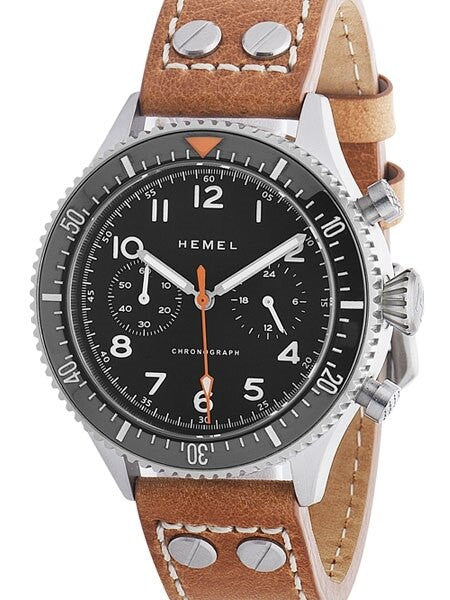 HEMEL 24 Quartz Chronograph Watch with 60-Minute Ceramic Bezel and Sapphire Crystal #HFT20-VK1