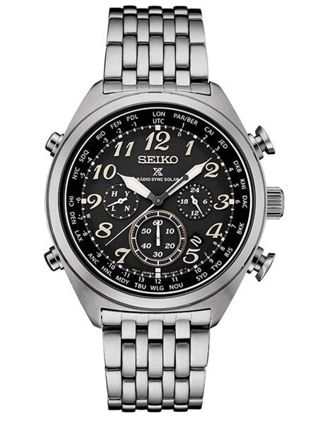 Seiko Prospex Radio Sync, Solar Powered, Chronograph, World Time Watch #SSG017