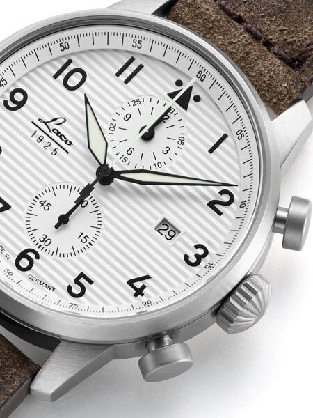 Laco Bern Two-Eye Chronograph Watch with 42mm Case and Corrugated Dial #861974