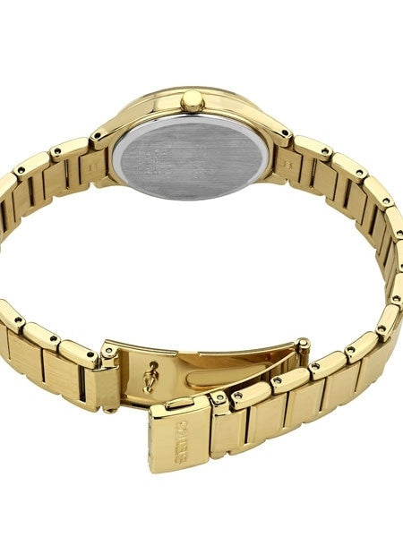 Seiko Ladies Solar Goldtone Dress Watch with Diamond Hour Markers #SUT320