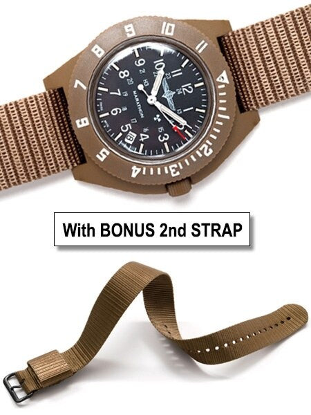 Marathon Swiss Made Quartz Military Navigator Pilot Watch with Tritium Illumination + Bonus Strap #WW194013DD-DT-BN