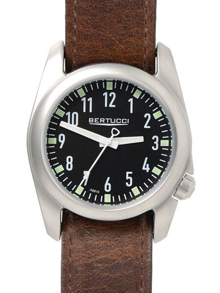 Bertucci Ventara Stainless Steel Field Watch with a USA Horween leather Strap #11075