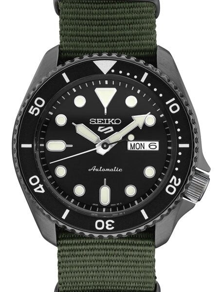 Seiko 5 Sports Automatic 24-Jewel Watch with Deep Black Dial