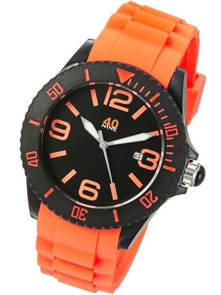 40Nine Black Plastic 46mm Case with Orange Silicone Rubber Strap #40NINE02-BLACK-TANG