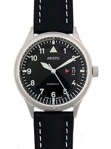 Aristo 4H354 Black Dial Swiss Automatic Open Date Window Watch