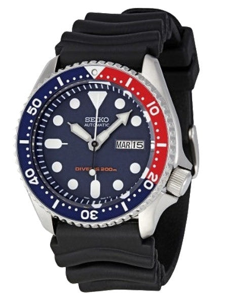Seiko Automatic Dive Watch with Offset Crown and Rubber Dive Strap #SKX009K1