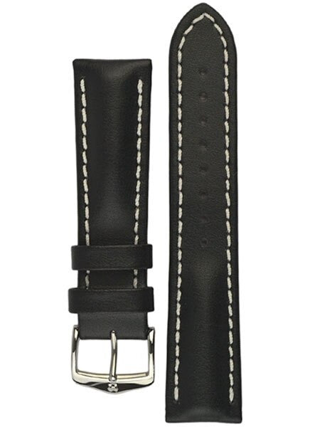Hirsch Black Heavy Calf Leather Watch Strap #014750-50