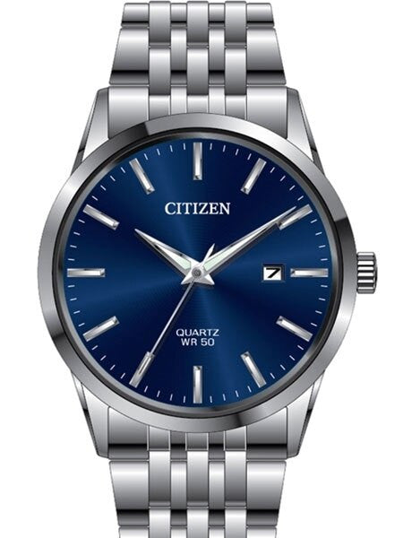 Citizen Quartz Dress Watch with Vibrant Blue Dial and SS Bracelet #BI5000-87L