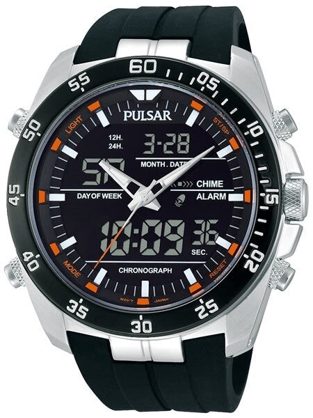 Pulsar On The Go Watch with Daily Alarm, Stopwatch, and Hourly Chime #PW6009