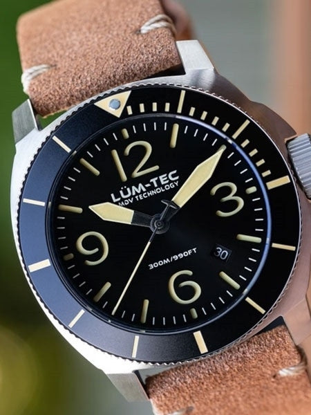 Lum-Tec 44mm Swiss Quartz Dive Watch with AR Sapphire Crystal, Luminous Bezel #M88