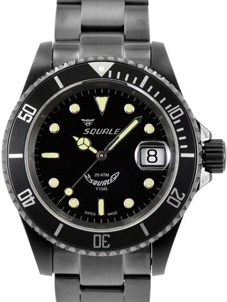 SCRATCH AND DENT - Squale 200 meter Classic Swiss Automatic Dive watch with Sapphire Crystal #1545-C-DLC