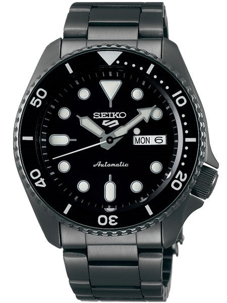 Seiko 5 Sports 24-Jewel Automatic Watch with Black Dial and Black PVD Bracelet #SRPD65