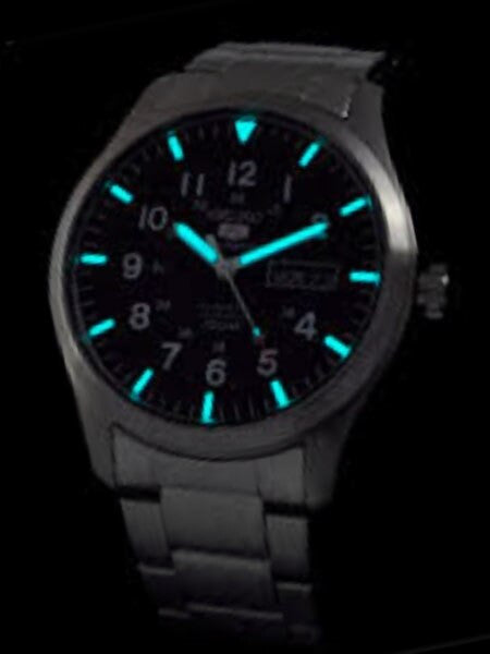 Seiko Military Black Dial Automatic Watch with 42mm Case, and SS Bracelet  #SNZG13J1