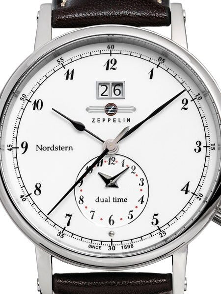 Graf Zeppelin NORDSTERN series, Dual Time Big Date Watch, White Dial #7540-1