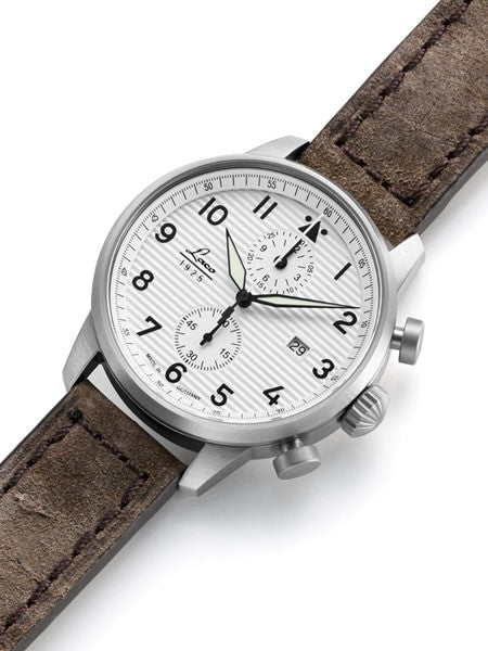 Laco Bern Two-Eye Chronograph Watch with 42mm Case and Corrugated Dial #861974