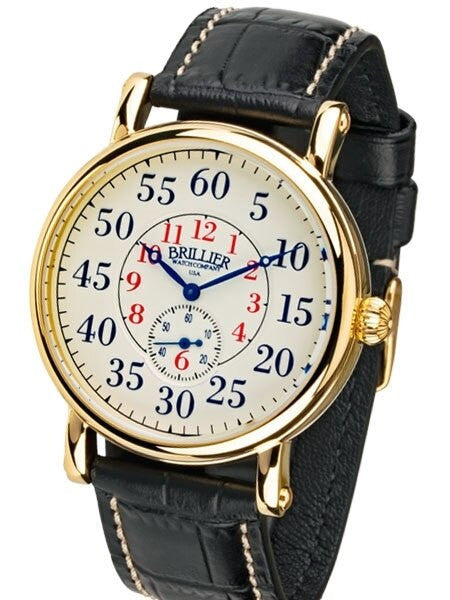 Brillier 43mm Americana Chapter 2 Railroad Swiss Quartz Watch with Calfskin Leather Strap #BR-08