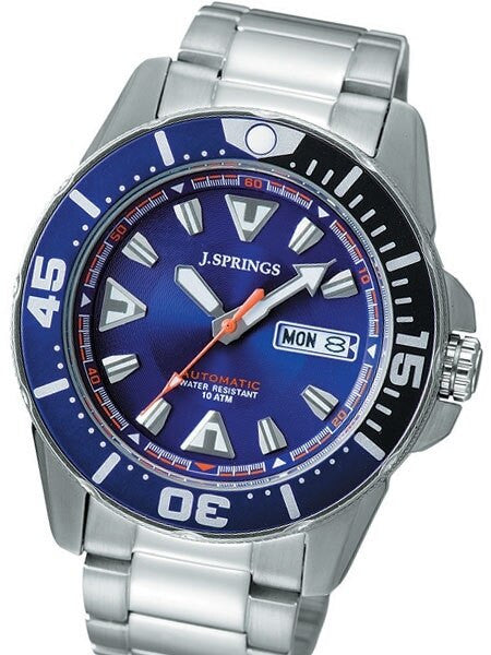J. Springs Automatic 21-Jewel Sport Dive Watch with Day and Date, Blue Dial #BEB080