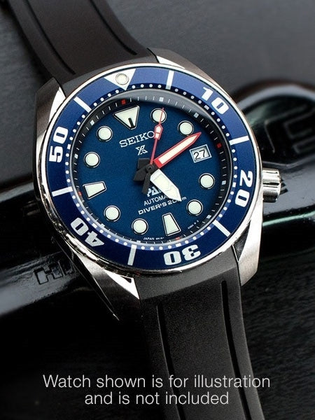 Crafter Blue 20mm Curved-End Rubber Watch Strap for Seiko Sumo #CB02-A