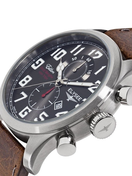 Elysee 46mm Kerpen Quartz Chronograph Watch with 60-minute Stopwatch and Sapphire Crystal #38008