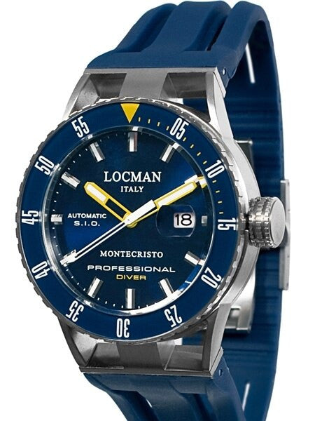 Locman Montecristo 200 Meter Automatic Dive Watch with 44mm Stainless Steel and Titanium Case #513BLYLBL