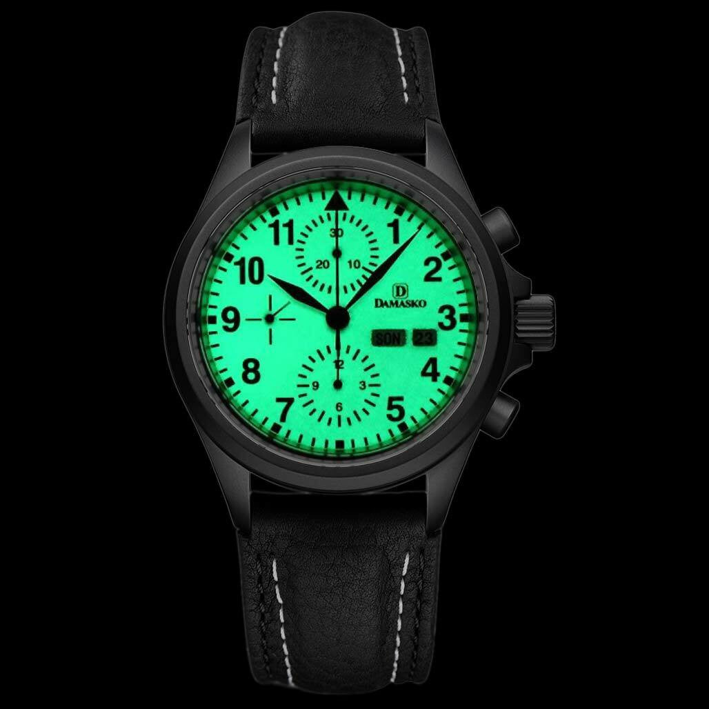 Damasko Chronograph Watch DC57BK Swiss Valjoux 7750 with 12-hour