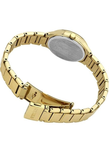 Seiko Ladies Solar Goldtone Dress Watch with Diamond Hour Markers #SUT320