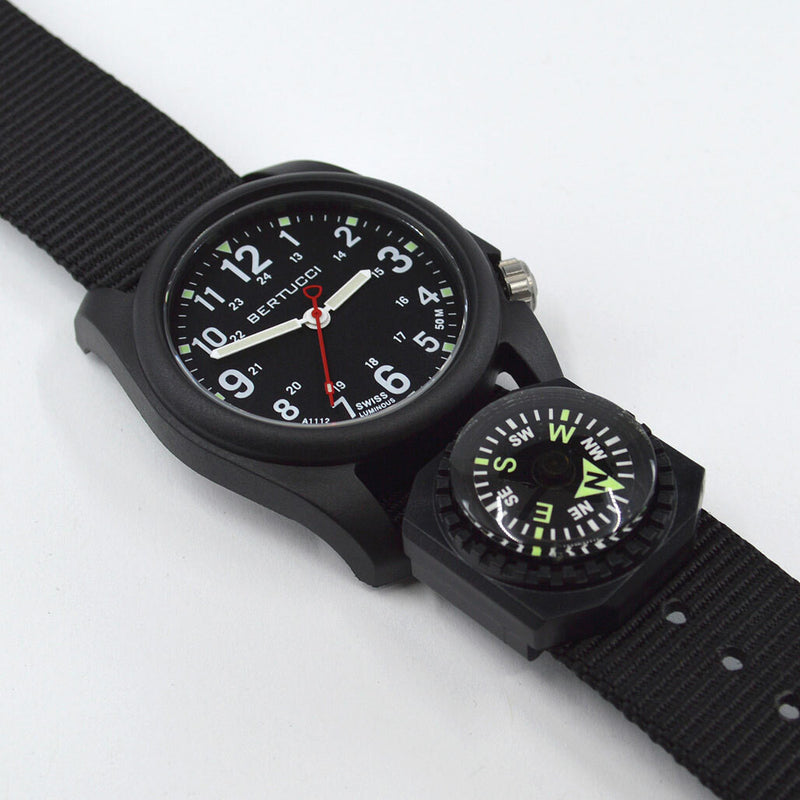 Bertucci DX3 Compass™ Field Watch with Nylon Strap, Black Dial - #11102