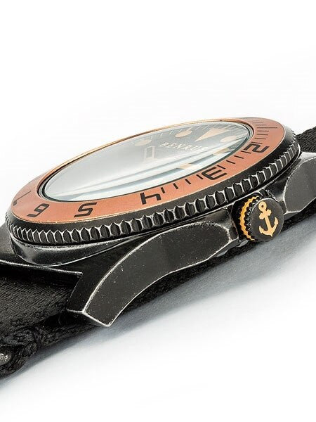 BENRUS 44mm Gun-Metal Stainless Steel, Military-Inspired Quartz H6 Watch #BR012E