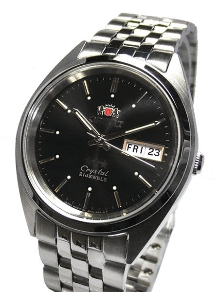 Orient Automatic Watch with Black Dial, Day-Date and SS Bracelet #AB0000AB