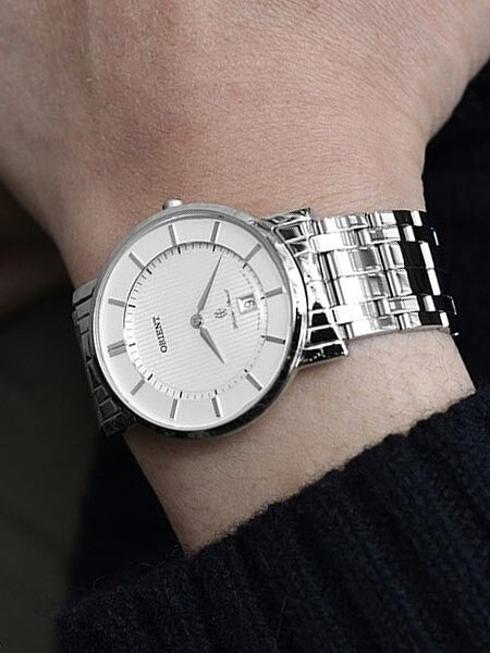 Orient Class Quartz Dress Watch with Sapphire Crystal and Silver-White Dial  #GW01006W
