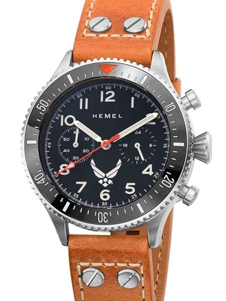 HEMEL Mecaquartz Chronograph Watch with 60-Minute Ceramic Bezel and Sapphire Crystal #HFUSAF1D
