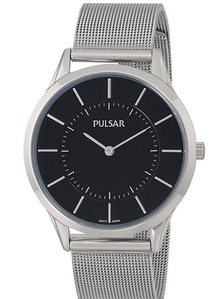 Pulsar Black Dial Quartz Watch with Matching Mesh Bracelet #PTA499X
