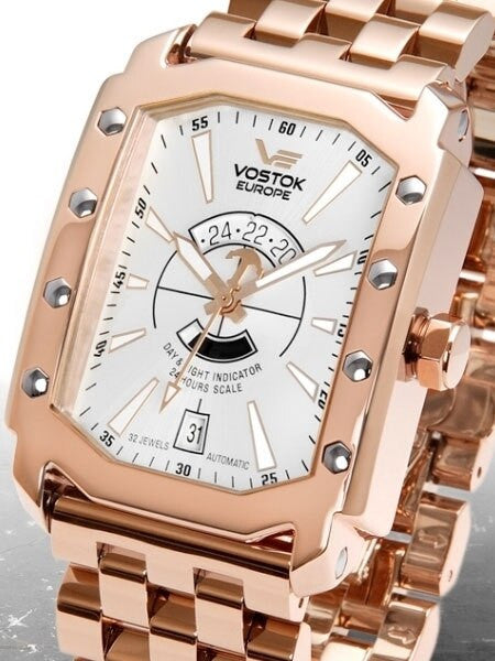 Vostok-Europe Arktika Rose Goldtone Automatic Watch with AM-PM Indicator #3409155B