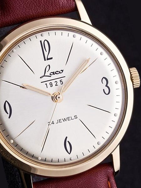 Laco Vintage Automatic Goldtone Watch with Domed Acrylic Crystal #861779