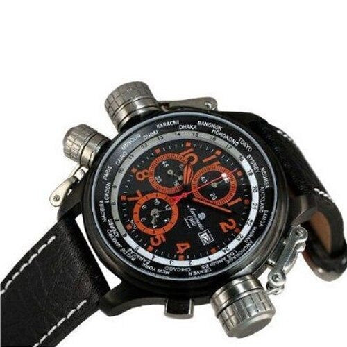 Aeromatic 1912 47mm Pilot Alarm Chronograph and World City Scale #A1349