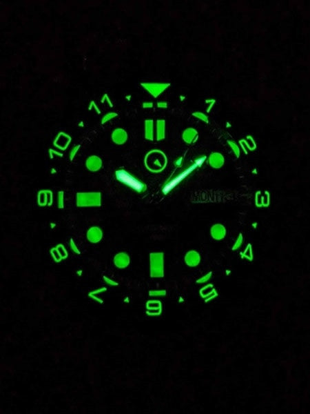 Islander 38mm Automatic Dive Watch with Solid-Link Bracelet, AR Sapphire Crystal, and Luminous Dual-Time Ceramic Bezel Insert #ISL-20