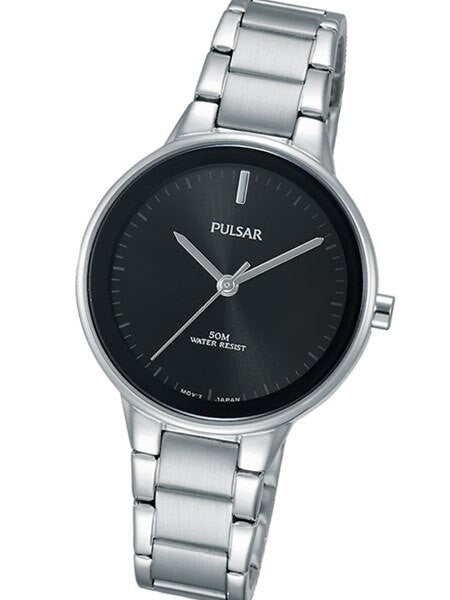 Pulsar Ladies Black Dial Quartz Watch with Matching Bracelet #PRS675