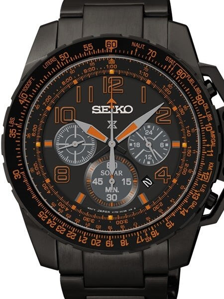 Seiko Prospex Solar Powered Quartz Flight Chronograph Watch, 24-Hour Sub-Dial #SSC277