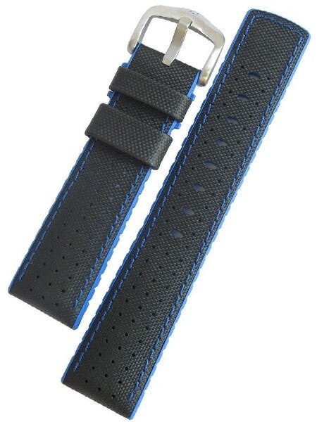 Hirsch Robby Watch Strap with sailcloth effect leather and rubber