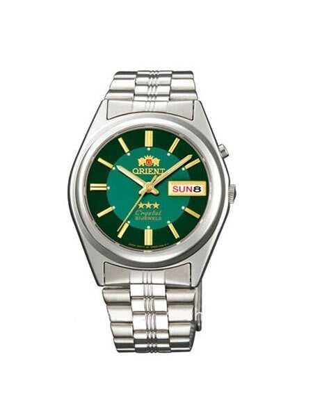 Orient Automatic Watch with Green Dial, Day-Date and SS Bracelet #EM6Q00DF