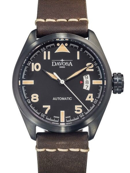 Davosa Military Swiss Automatic 200 Meter Pilot Watch with Black PVD Case #16151184