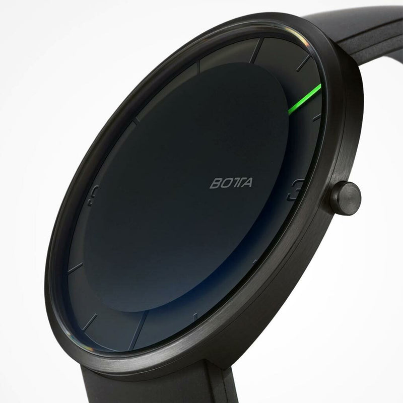 Botta Nova 40 Quartz one hand 12-hour watch with ultra thin black PVD titanium case #579090AB