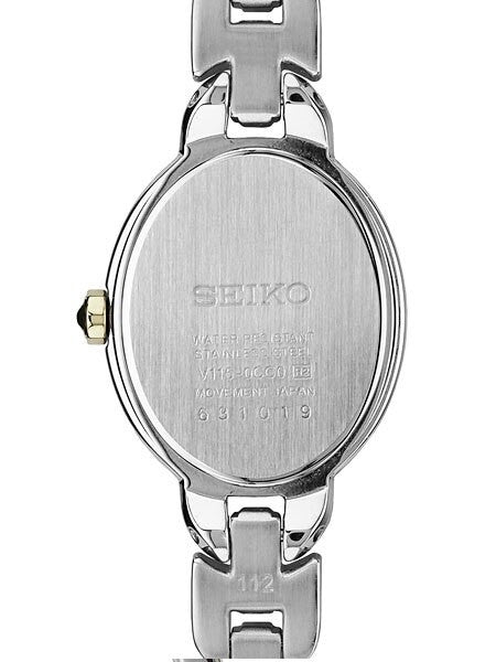 Seiko Women's Solar Dress Watch with Diamond Bezel, Mother of Pearl Dial #SUP325