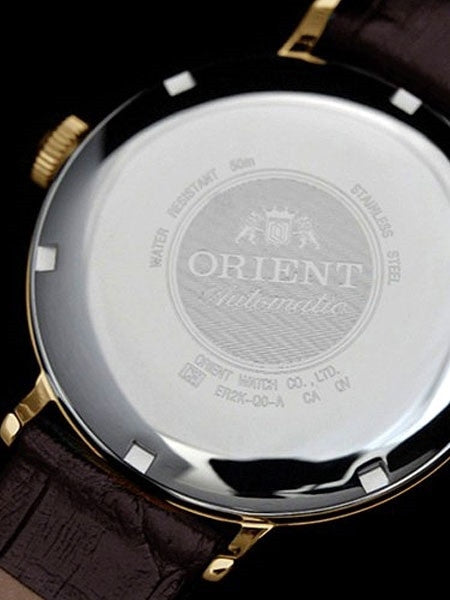 Orient Soma Automatic Dress Watch with Guilloche-Style Dial and Goldtone Case #ER2K003C